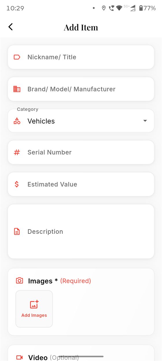 Add item form