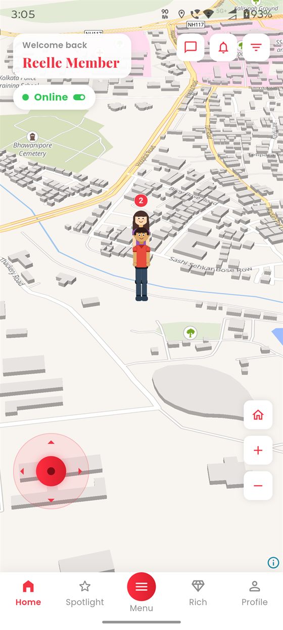 Reelle live 3D map with member avatars