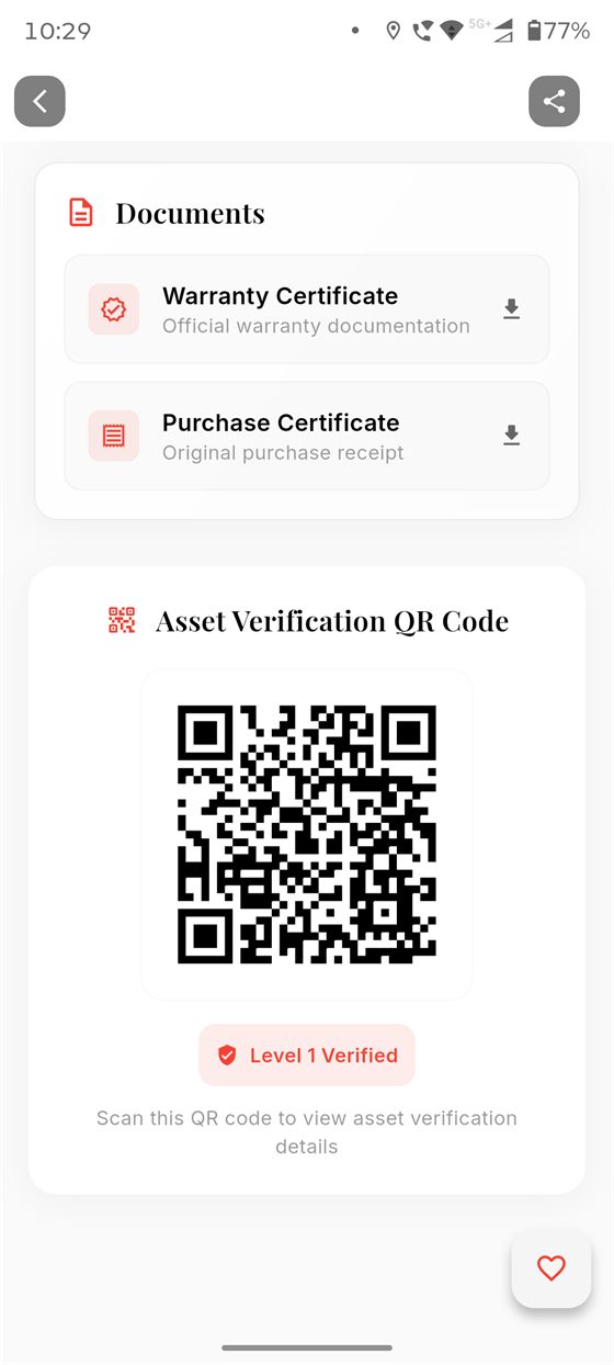 Asset verification QR code