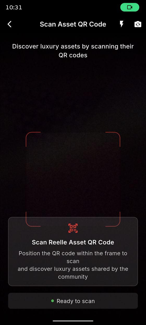 QR scanner reading a Reelle asset badge